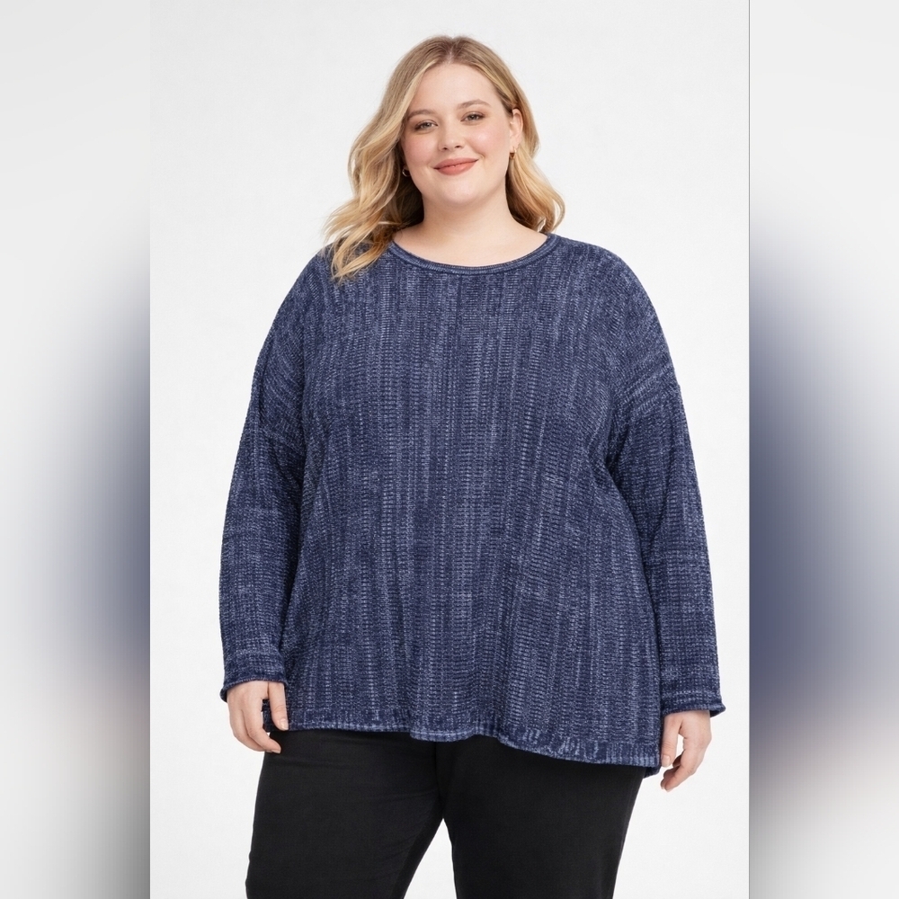 J Jill Pure Jill NWT 3X Women's Navy Blue Sweater Cotton Rayon Blend
